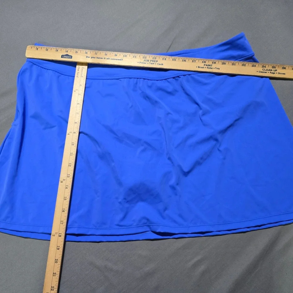 Susan Graver Tankini Swimsuit Set Women 26W Blue White Ruffle Tropical Skirt